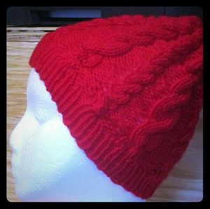 Red Knitted Cable Hat